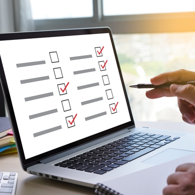 Survey filled out on laptop